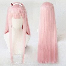 Anime DARLING in the FRANXX 02 Cosplay Wig Zero Two Wigs Long Pink Synthetic Hair Perucas Cosplay Wig + Wig Cap + Hairclip