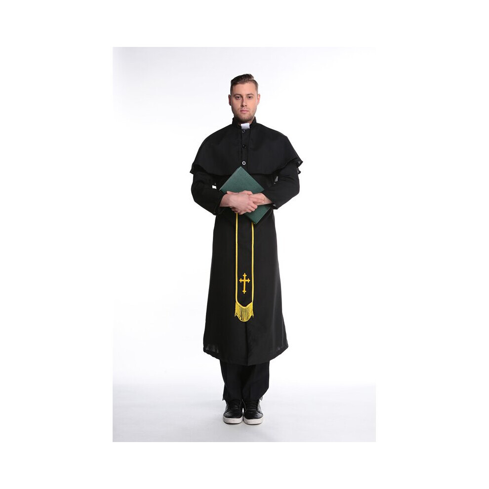 Black Man Halloween Party Nun Costumes Female Pastor Clothes Man Classic Priest Pastor Cosplay Costume