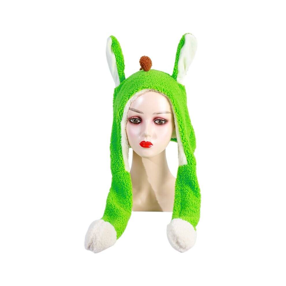 Plush Animal Character Winter Hat Fun Warm with Ear Flaps Green Dinosaur Movable Ears for Kids Adults-image-OPC-PBR826W-NEW