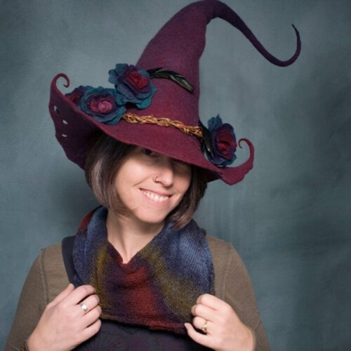 Artificial Flower Angled Witch Hat Creative Wizard Hat Halloween Witch Hat Novelty Party Props Decor