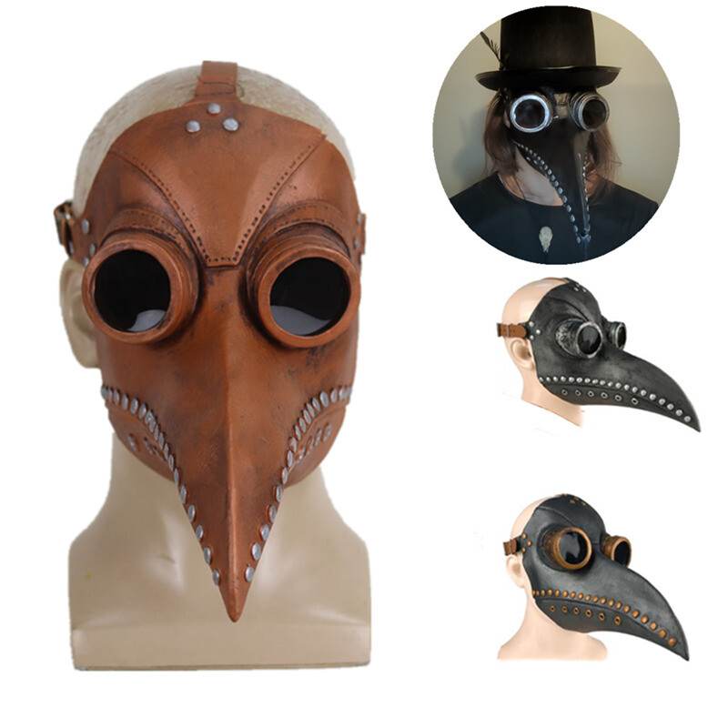 Medieval Steampunk Plague Doctor Bird Mask Latex Punk Cosplay Mask Beak ...