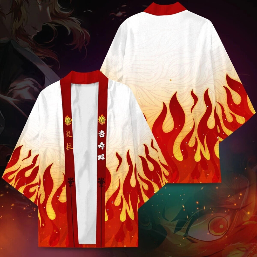 Anime Demon Slayer Rengoku Kyoujurou Cosplay Costumes Kimono Kisatsutai Symbol Haori Cardigan Cloak Japanese Jacket Coat
