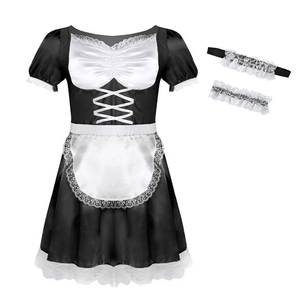 Mens Sissy French Maid Cosplay Dress Gay Male Crossdress Maid Uniform  Costumes with Apron Set Exotic Fancy Dress Up Nightwear on OnBuy