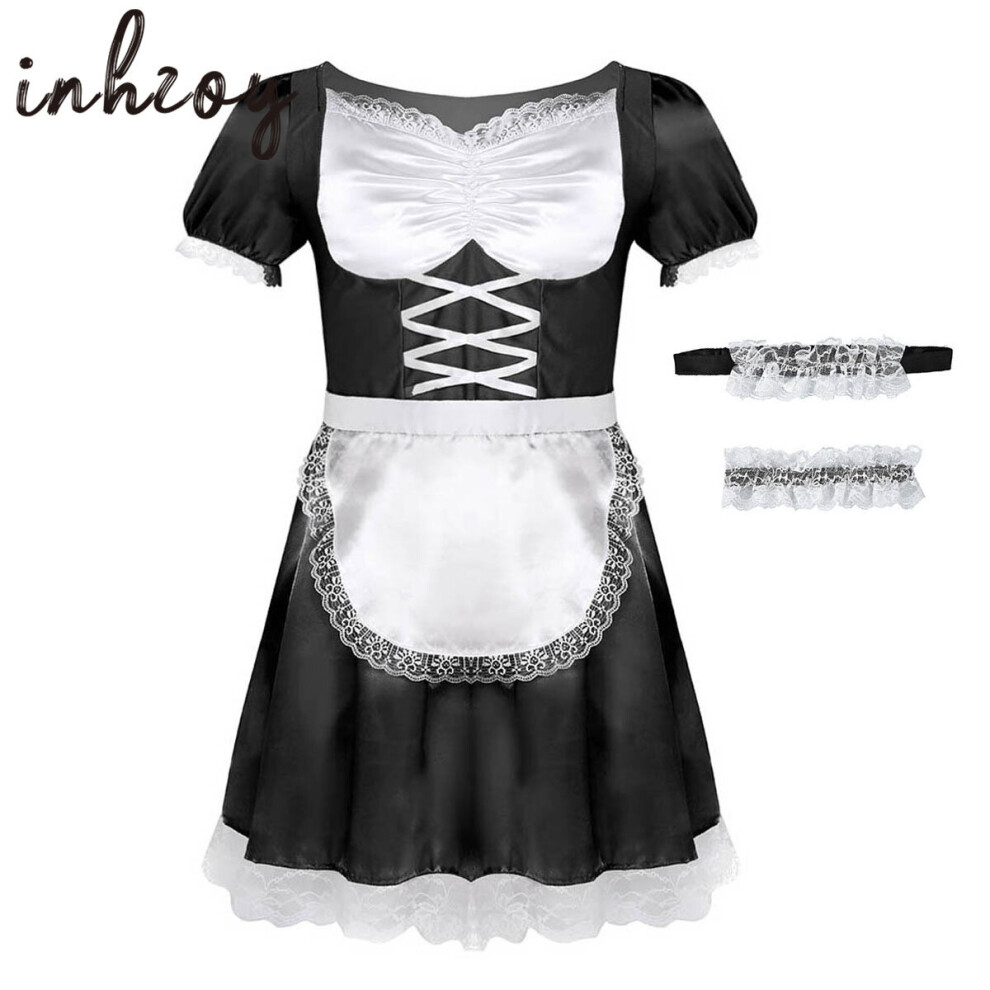 Mens Sissy French Maid Cosplay Dress Gay Male Crossdress Maid Uniform  Costumes with Apron Set Exotic Fancy Dress Up Nightwear on OnBuy