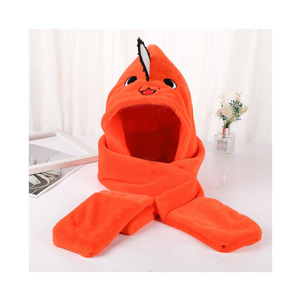 Chainsaw Man Pochita Scarf Cosplay 3 In 1 Warm Hat Scarf Gloves Three Piece Women's Versatile Neckerchief Winter Warm Scarf-image-OPC-PBR85KK-NEW