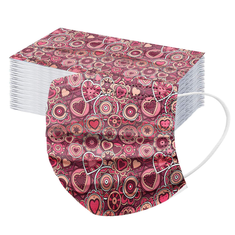 Multicoloured 50Pc Disposable Face Masks For Adult Spouse Love Printing Protective Mouth Masks Halloween Cosplay Mascarillas