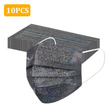 10pcs Adult Face Masks Disposable Bronzing Reflective Flash Four-layer Desechable Printing Mask Mouth Cover Halloween Cosplay
