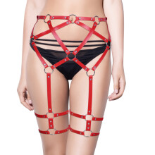 Women Leather Waist To Leg Harness Garter Belt For Stockings Adjustable Sexy Punk Girls Accessories Cage Underwear Bodysuit