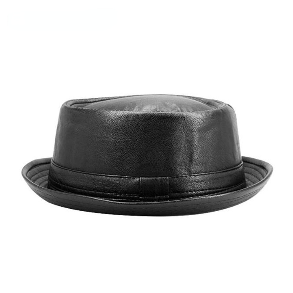 Men Leather Trilby Hat Male Fedora Cap Retro Women Autumn Porkpie Caps Men's Vintage Jazz Hats