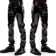 Men Sexy wetlook PVC Stage Wear Faux Leather Pencil Pants Skinny latex leggings pole dance Club Wear