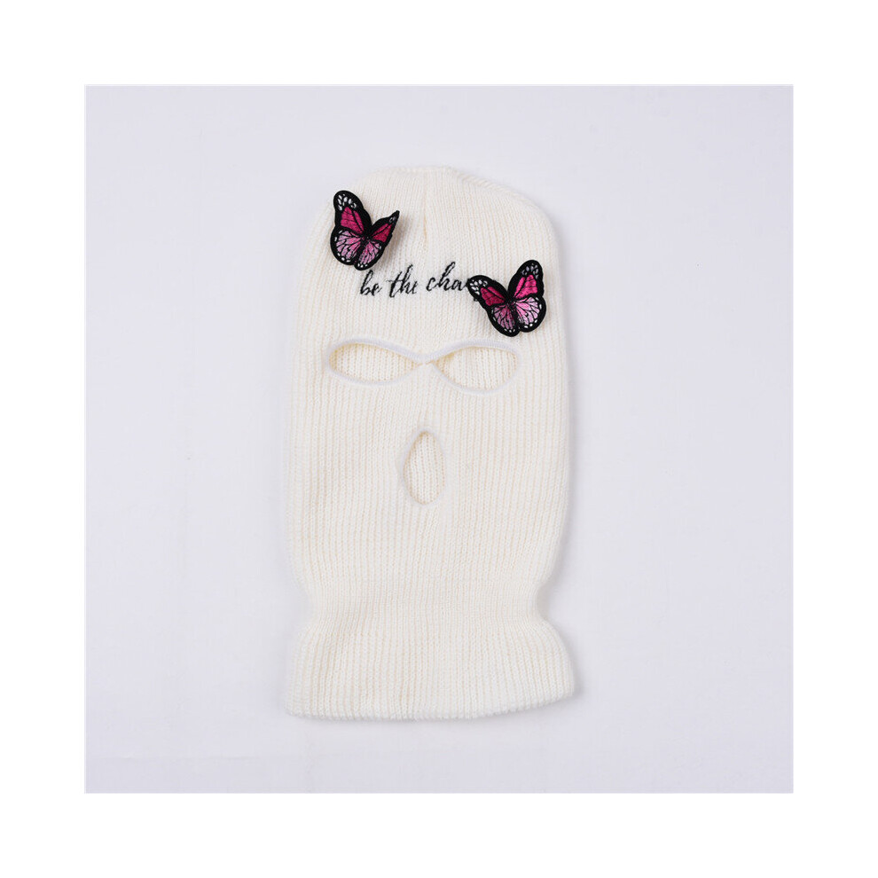 Full Face Butterfly Windproof Embroidery Knit Balaclava 3 Holes Balaclava Ski Winter Hatcycling Mask Warm Unisex Caps Multicoloured 885658926779
