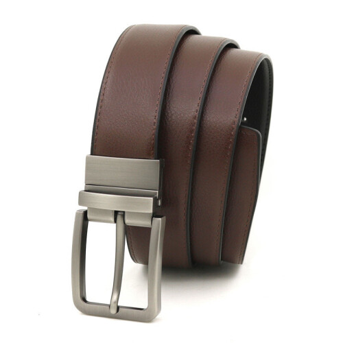 Double-sided Use Reversible Men's Rotating Buckle Belt Leather Belt 2