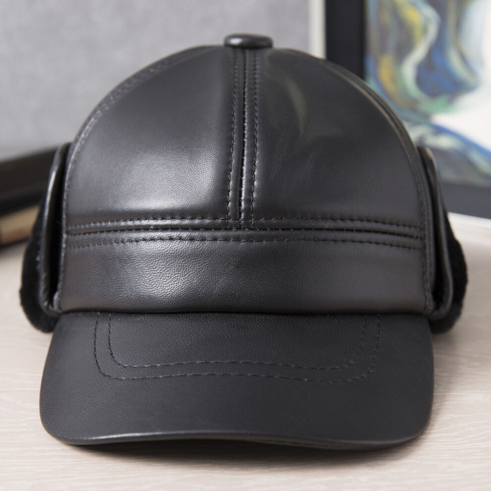 X165 Leather Hats Adult Thickened Baseball Caps Sheepskin Hats Ear Protection Military Hat Fleece Inside Warm Flat Caps-image-OPC-PBR87F9-NEW