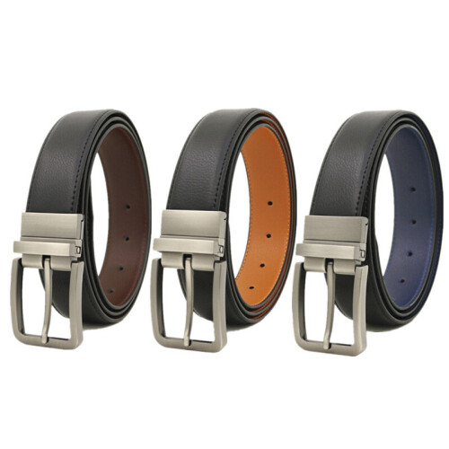 Double-sided Use Reversible Men's Rotating Buckle Belt Leather Belt 1
