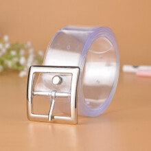 Style Child Transparent Plastic Belt Silver Square Metal Buckle Waistband Girls Jeans Short Waist Belts