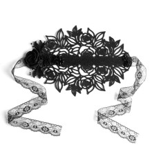 Flower Death Witch Bonnet Flat Hat Lace Headband Tiara French Hat for Halloween Christmas 964A