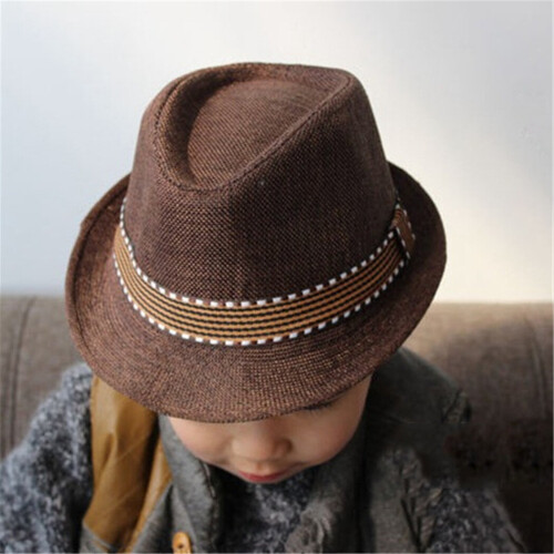 Vintage Boys Girls Baby Child Rolled Brim Trilby Fedora Hat Pinch Crown Jazz Cap Fedora Hat Short Brim Hat for Kids Toddlers on OnBuy