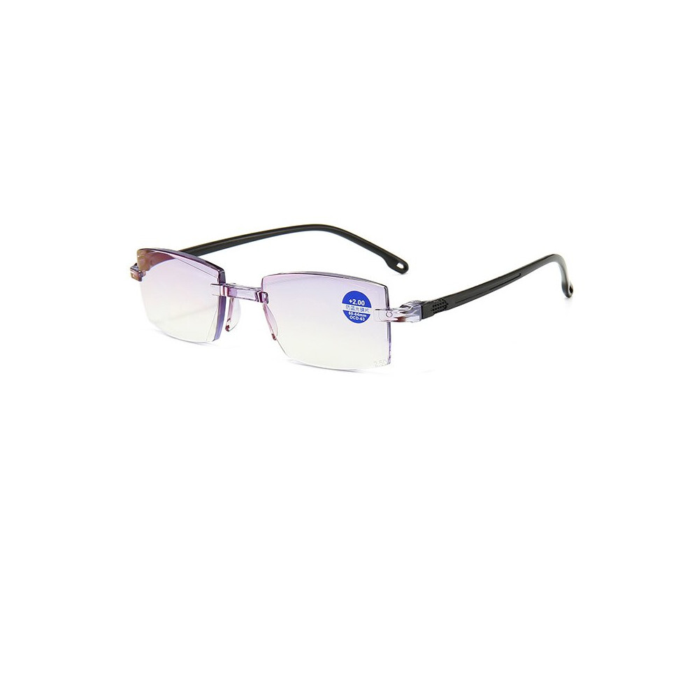 Multicoloured Men Women Rimless Reading Glasses Anti Light Bifocal Far Near Magnification Eyewear Presbyopic Glasses +150 +200