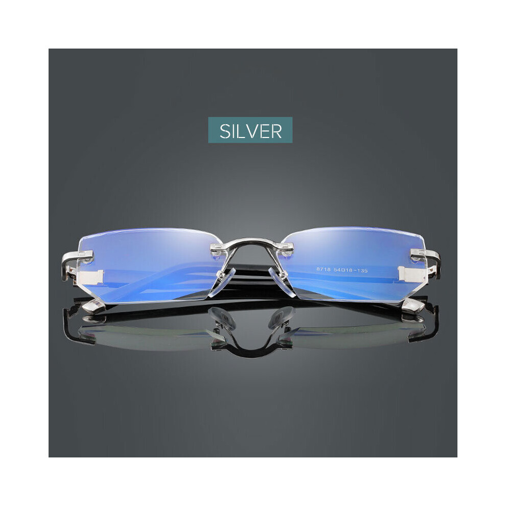 Men Light Blocking Reading Glasses Women Dimond Cutting Rimless Eyeglasses Frame Anti Fatigue Hyperopia Presbyopic Eyewear-image-OPC-PBR8BHT-NEW