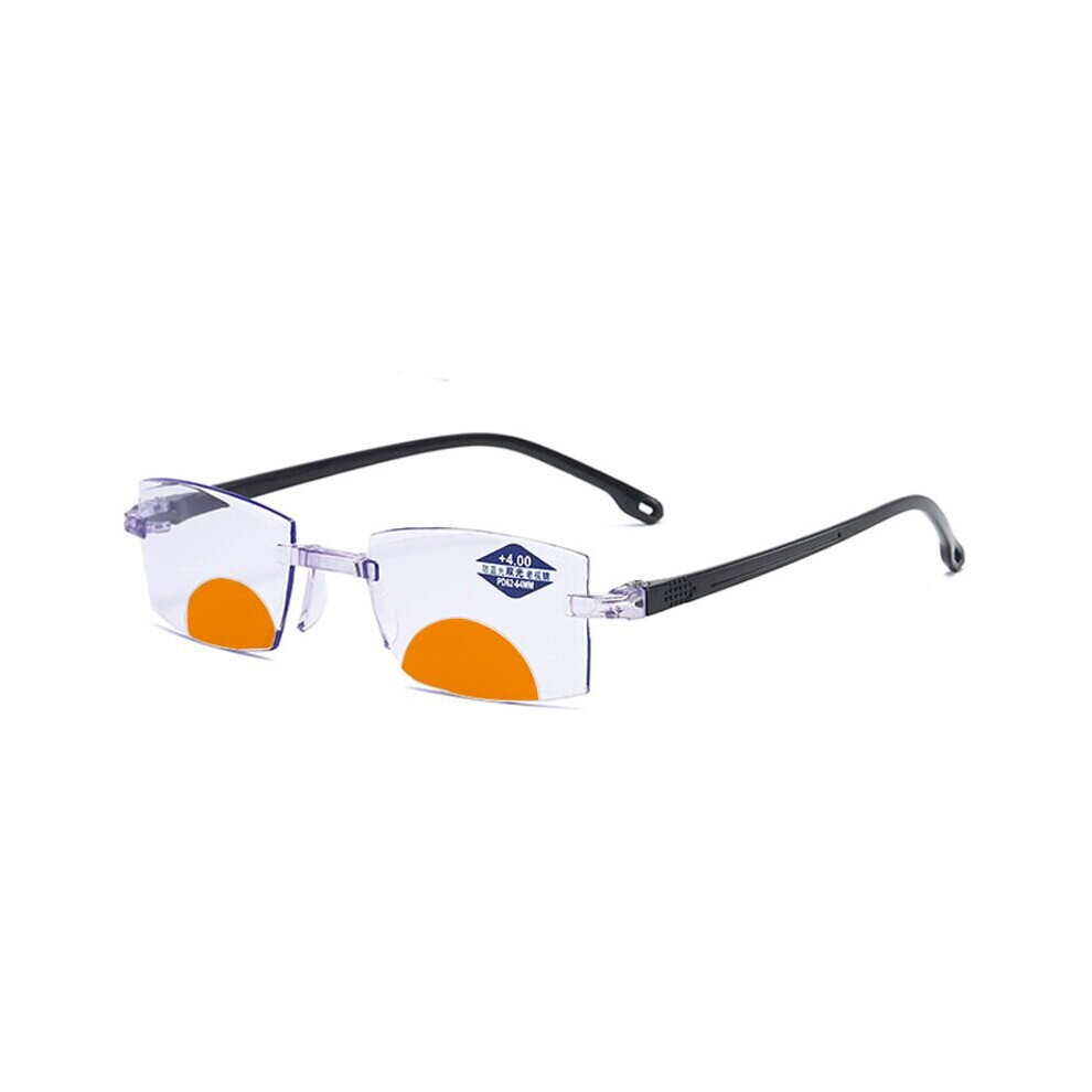 Diamonds Cutting Rimless Reading Glasses Men TR90 Normal Lense Women Anti-blue light Ultra-light Magnification Eyewear