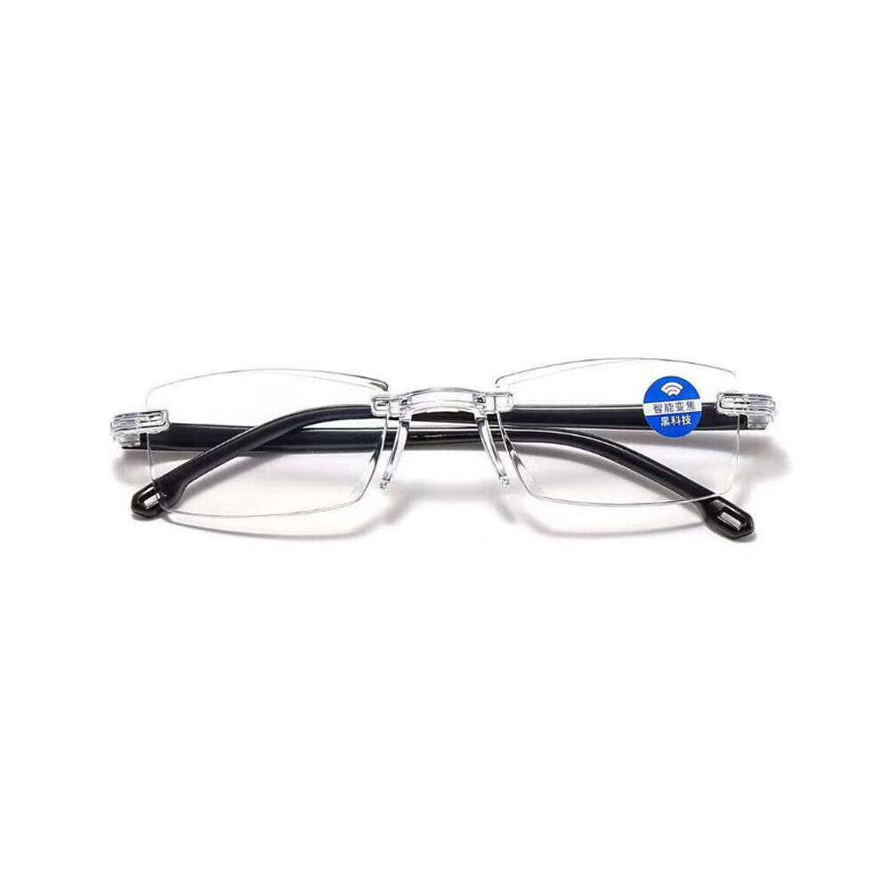 Diamonds Cutting Rimless Reading Glasses Men TR90 Normal Lense Women Anti-blue light Ultra-light Magnification Eyewear