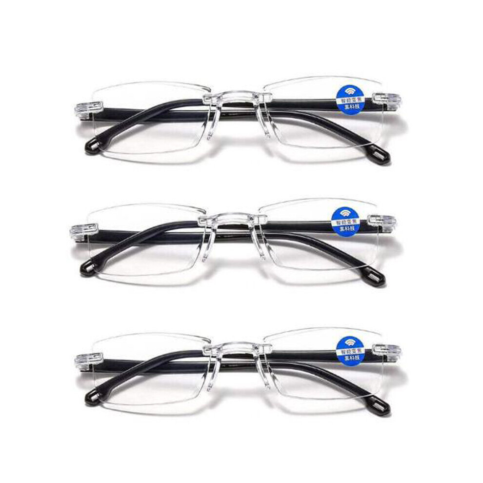 Diamonds Cutting Rimless Reading Glasses Men TR90 Normal Lense Women Anti-blue light Ultra-light Magnification Eyewear