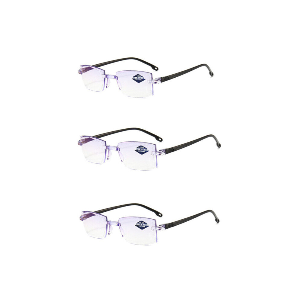 Multicoloured Diamond-Cut Bifocal Progressive Reading Glasses Men Light Blocking Multifocal Eyewear Ultralight Rimless Eyeglasses