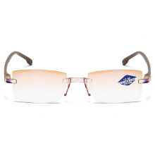 (Khaki, Blue) Smart Zoom Far and Near Dual-use Reading Glasses High-tech Anti-blue Light Slice Frameless Anti-radiation Reading Glasses