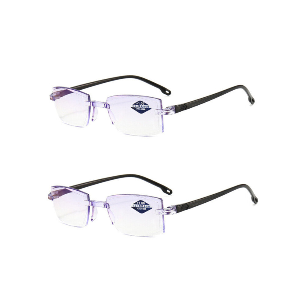 Multicoloured Diamond-Cut Bifocal Progressive Reading Glasses Men Light Blocking Multifocal Eyewear Ultralight Rimless Eyeglasses