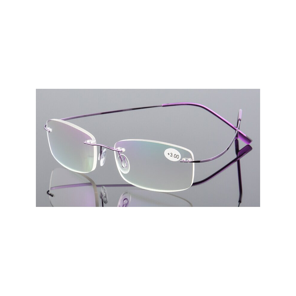 Multicoloured Ultralight Rimless Eyeglasses Clear Memory Titanium Reading Glasses Unisex Magnetic Presbyopic Eyewear Strength +1.0~+4.0