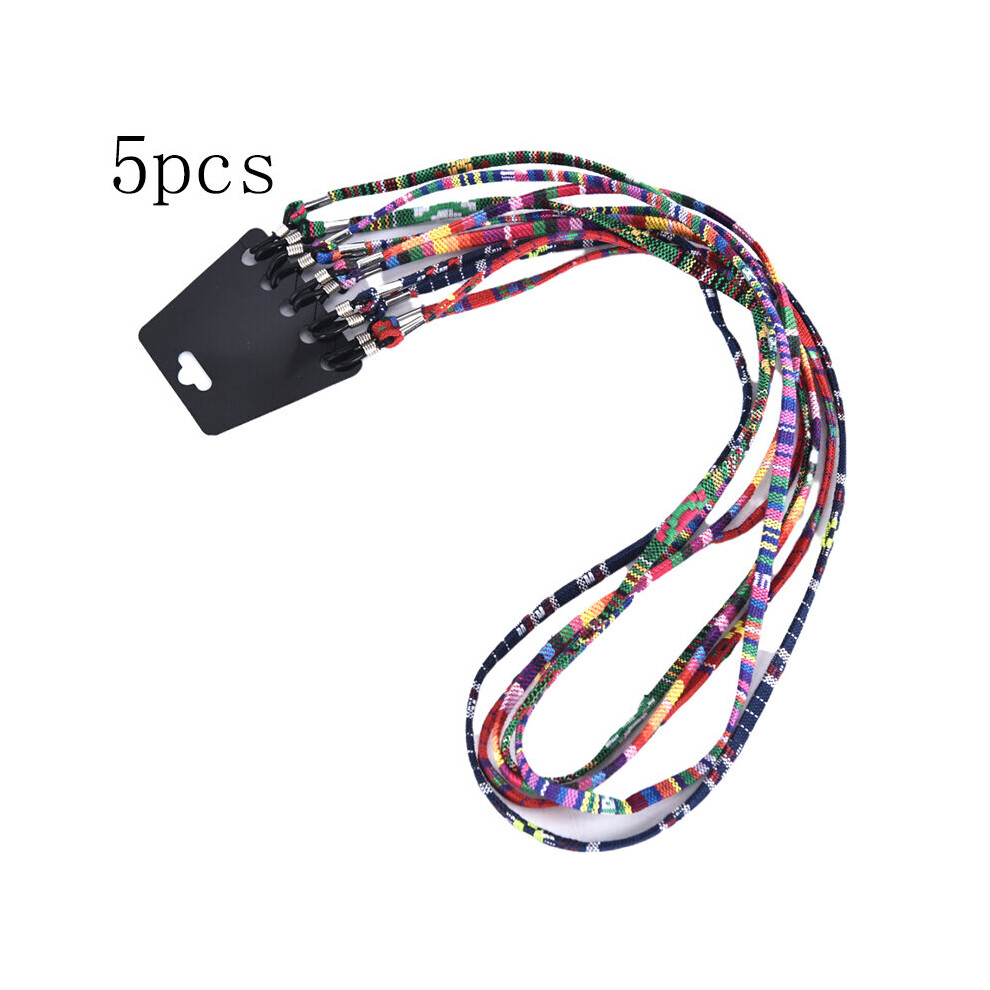 5Pcs Colorful Cotton Blend Sunglasses Strap Eyeglass Chain Reading Glasses Chain String Holder Neck Cord Eyewear Glass Necklace