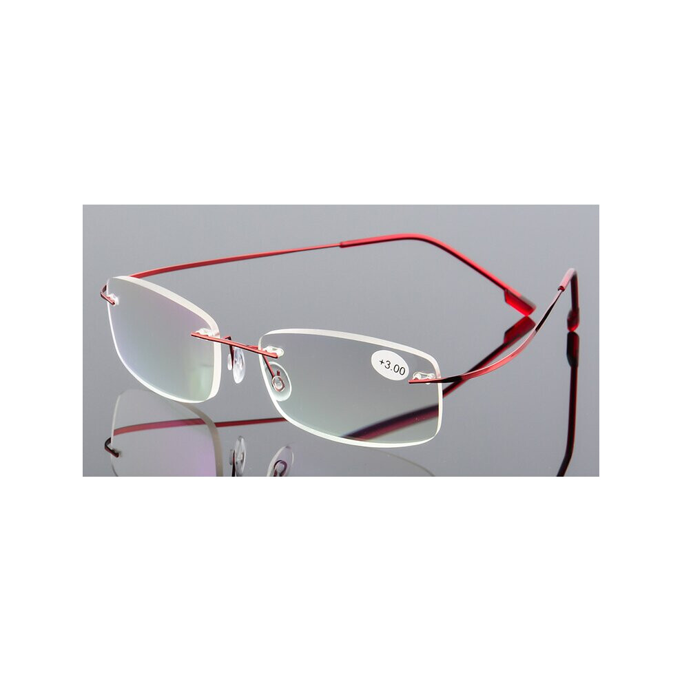 Multicoloured Ultralight Rimless Eyeglasses Clear Memory Titanium Reading Glasses Unisex Magnetic Presbyopic Eyewear Strength +1.0~+4.0
