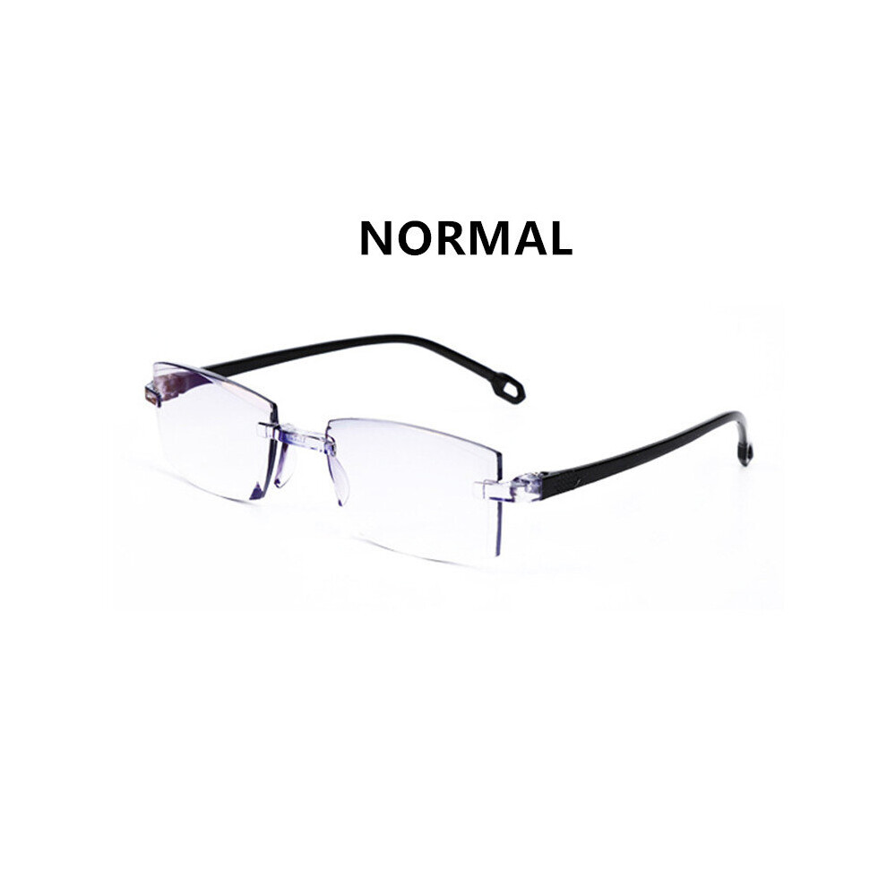 Multicoloured Men Women Rimless Reading Glasses Bifocal Far Near Anti Light Magnification Eyewear Presbyopic Glasses Diopter +150 Tr90