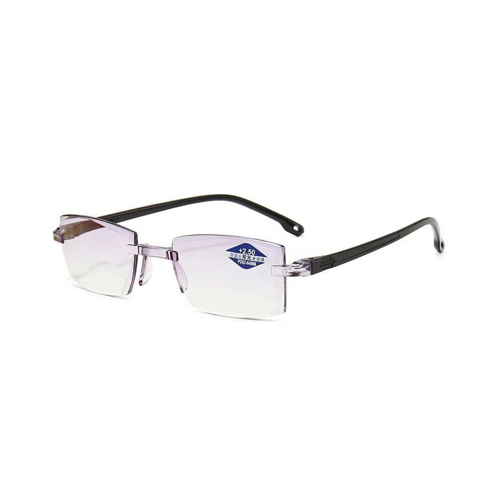 Blue (Multi, ) Men Women Rimless Reading Glasses Anti- Light Bifocal Far And Near Magnifying Glasses Reading Glasses 0~400
