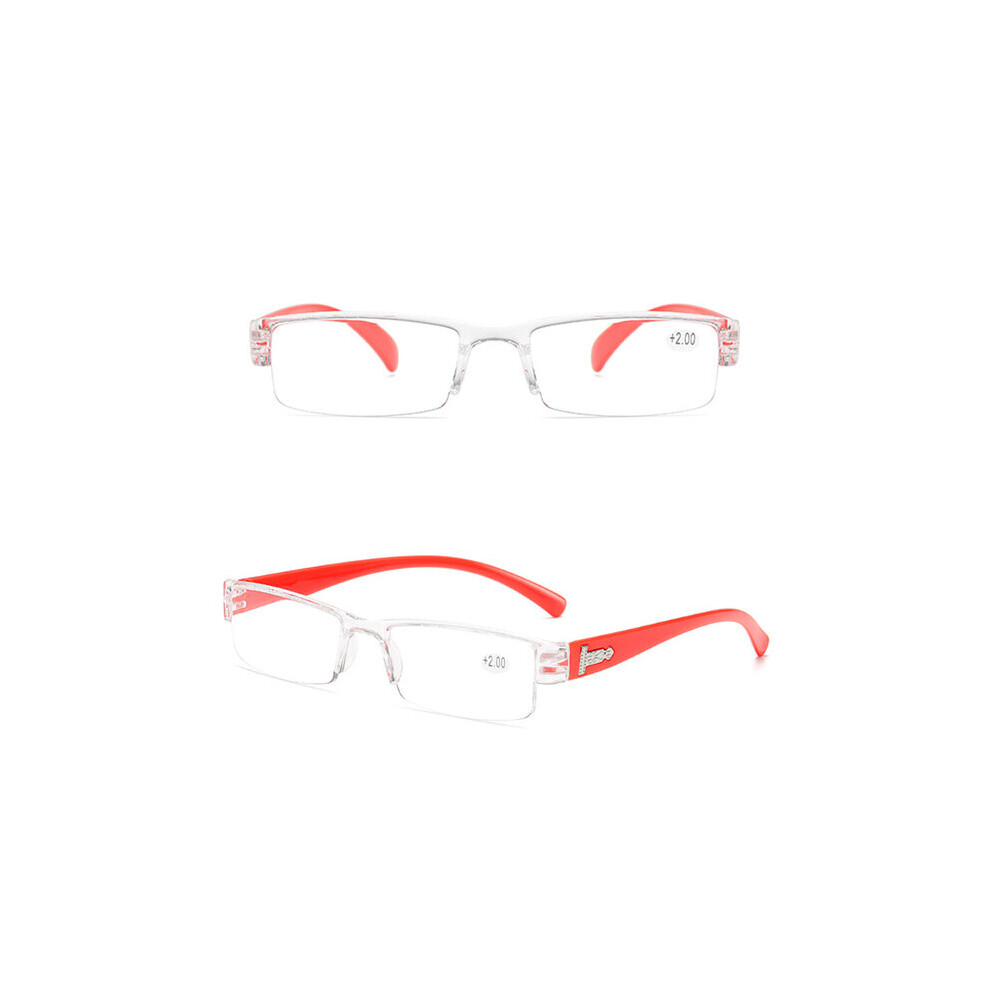 Blue (Red, ) Reading Glasses Men Women Clear Lens Half Frame Presbyopic Eyewear 1.0 1.5 2.0 2.5 3.0 3.5 4.0 For Reader