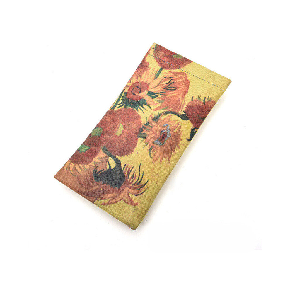 Oil Painting Glasses Case Box Women Hard Leather Reading Glasses Bag Men Retro Unisex Floral Print Eyewear Protector