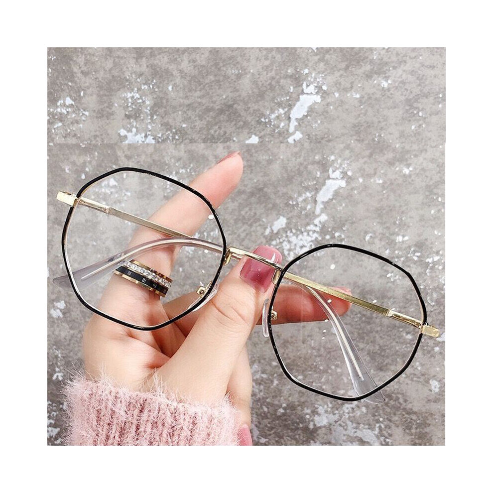Women Office Anti Light Oversized Computer Glasses Cat Eye Female Alloy Frame Big Size Eyeglasses