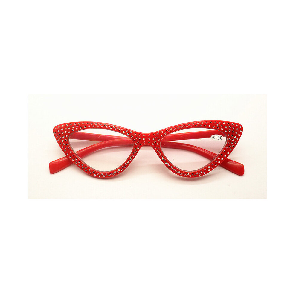 Cat Eye Reading Glasses Women Lightweight Diamond Presbyopic Eyeglasses Hyperopia Optical Spectacle Female Goggle