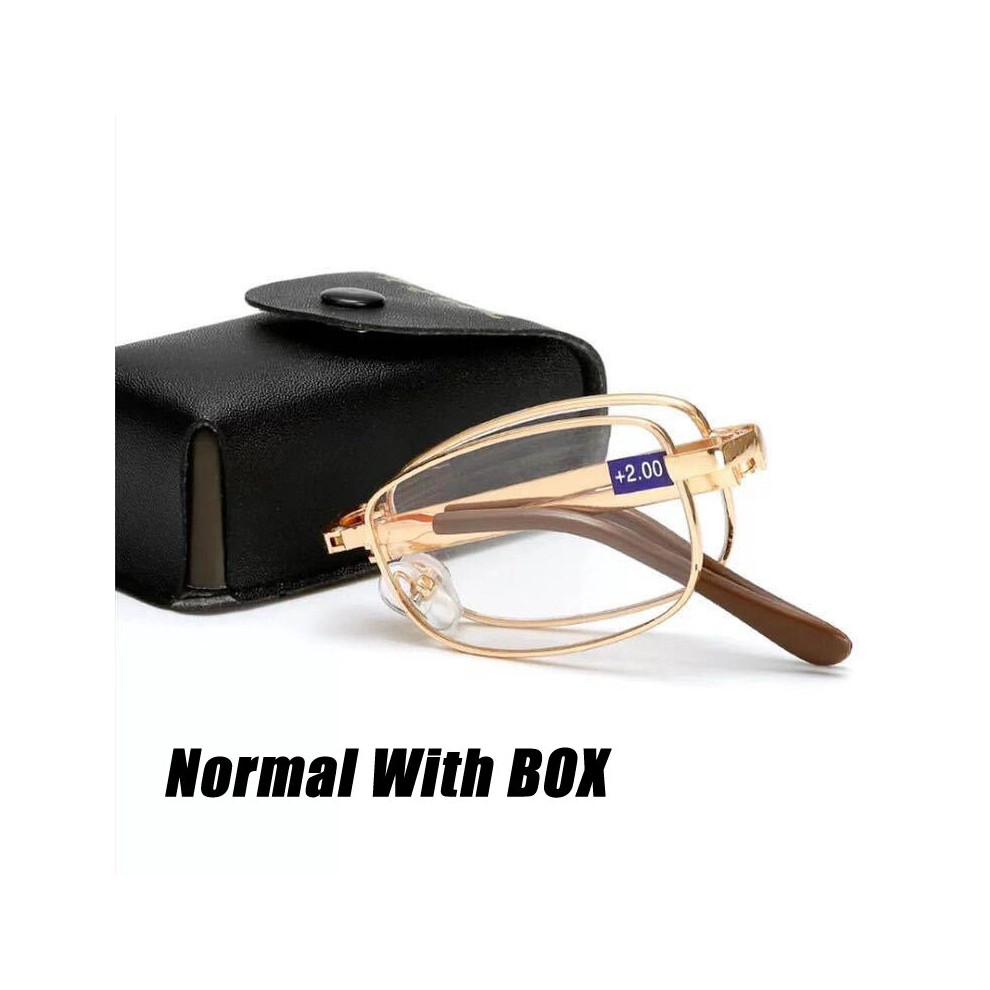 Multifocal Folding Reading Glasses Anti-blue Light Men Women Metal HD Lenses Eyewear Far Near Sihgt Eyeglasses With Leather Box