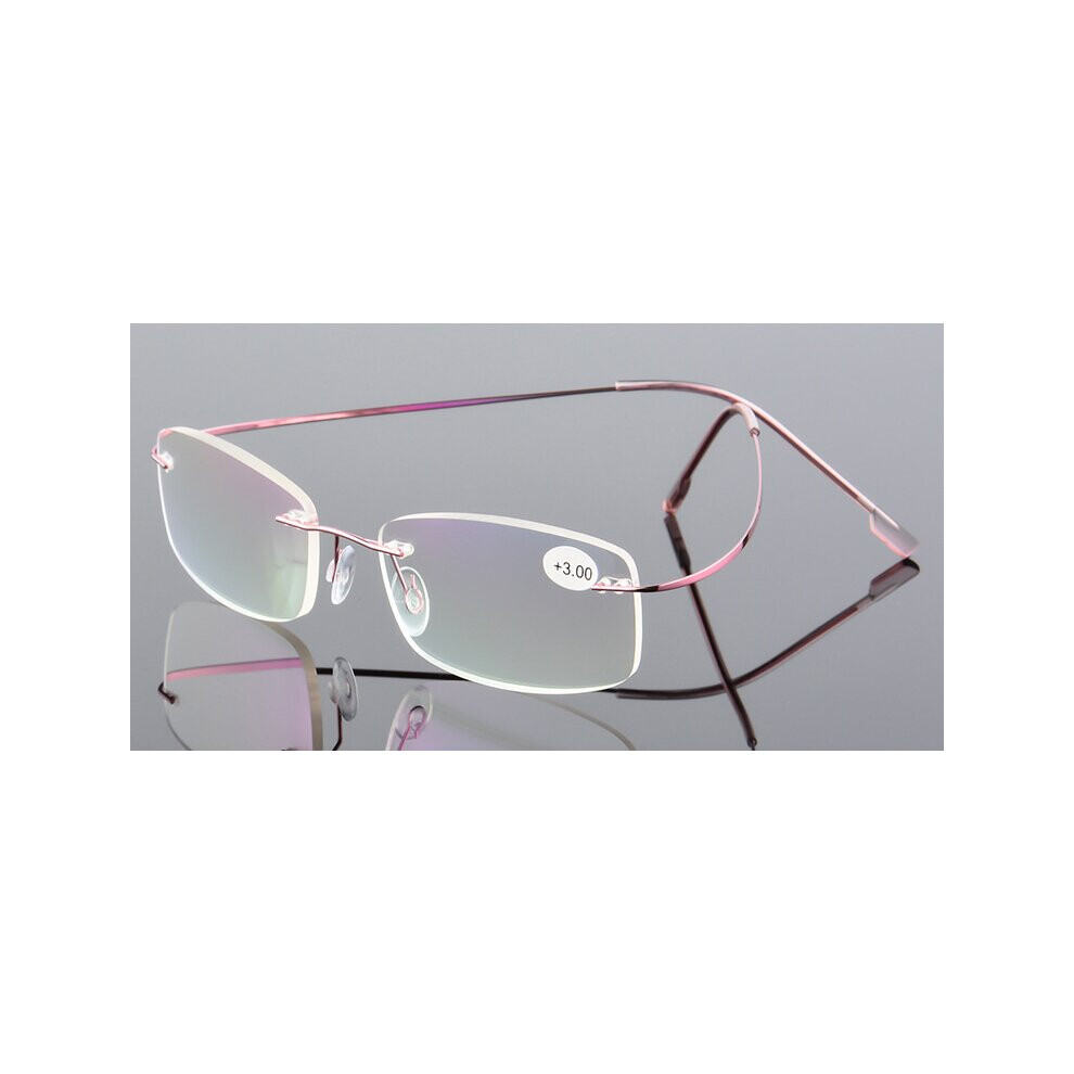 Multicoloured Ultralight Rimless Eyeglasses Clear Memory Titanium Reading Glasses Unisex Magnetic Presbyopic Eyewear Strength +1.0~+4.0