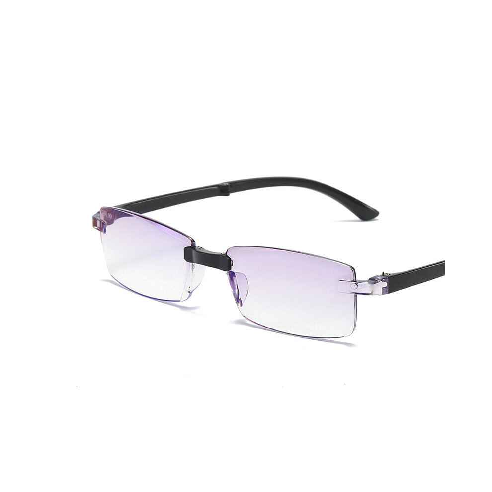 Multicoloured Smart Zoom Glasses Folding Diamond Cut Edge Anti-Blue Reading Glasses Male Frameless Tr90 Reading Glasses Portable Box