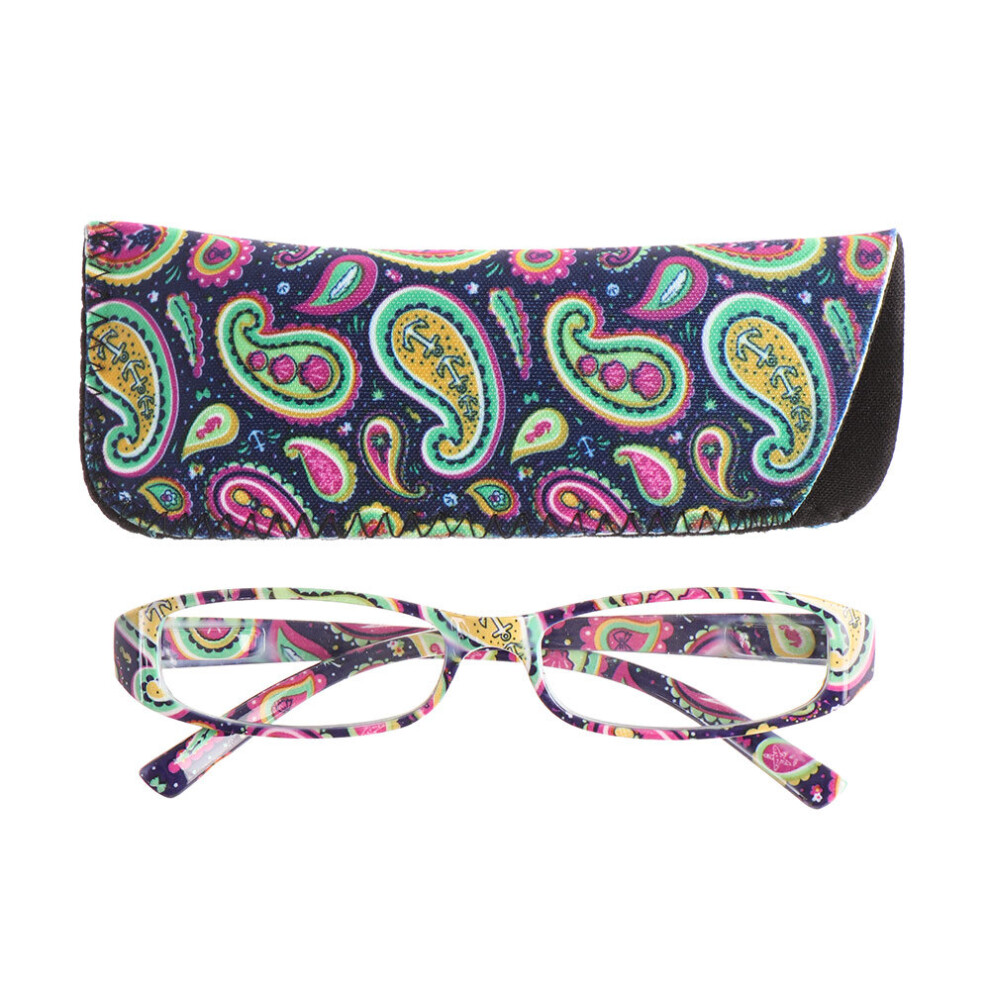 Women Reading Glasses Matching Pouch Flower Print Resin Read Eyeglasses Magnifying Presbyopic Eyewear +1.0~+4.0