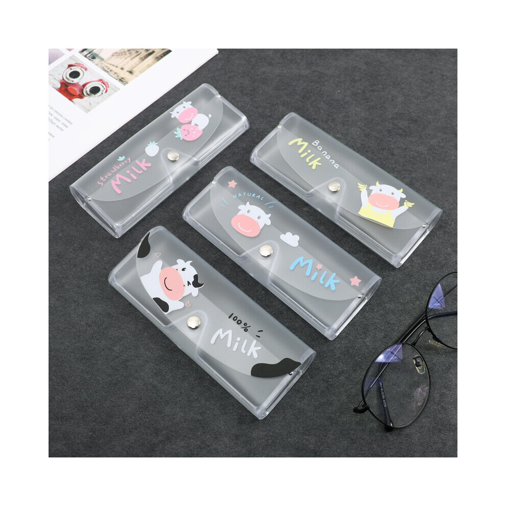 1 Pcs Cartoon Cactus Cow Daisy Fruit Transparent/Matte Glasses Case Student Youth Myopia Glasses PVC Case Women Sunglasses Case