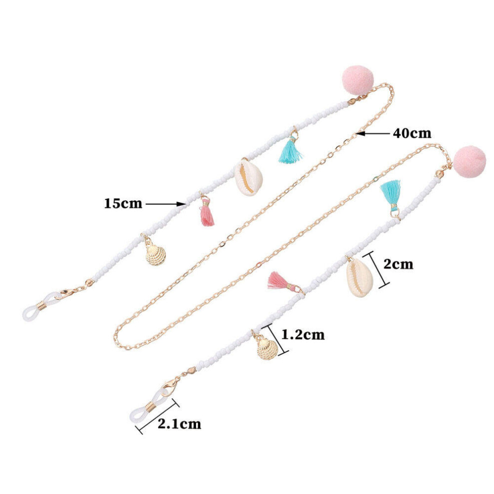White Tassel Eyeglasses Cord Eyeglass Rope Hanging Mask Lanyards Mask Chain Eye Glasses Sunglasses Beaded Chain Star Pendant Chain