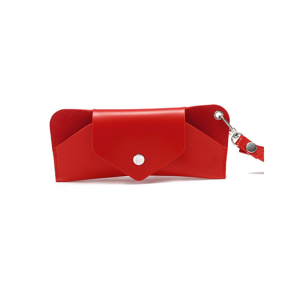 White Soft Pu Leather Eye Glasses Sunglasses Bag With Hanging Lanyard Glasses Storage Cover Container Solid Pouch Bag Easy To Carry