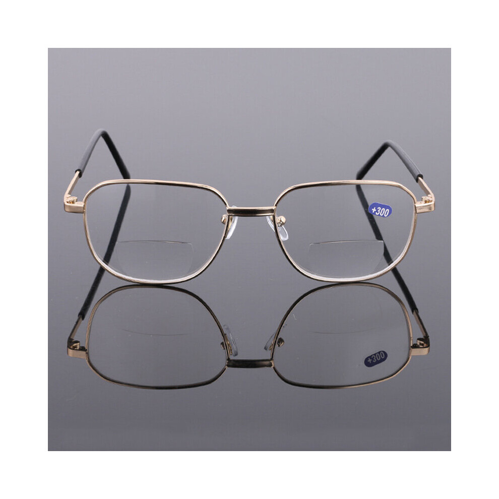 Seemfly Bifocal Reading Glasses Metal Frame Magnification Presbyopia Eyeglasses Unisex Elder Eye Protection Eyewear