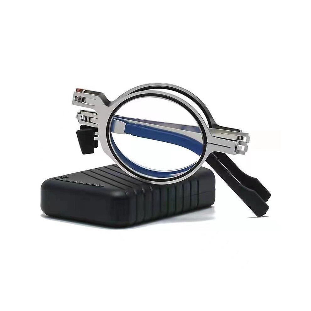 Portable Folding Reading Glasses Men Metal Round Square Anti Presbyopia Reader Diopter +1.0 - +4.0
