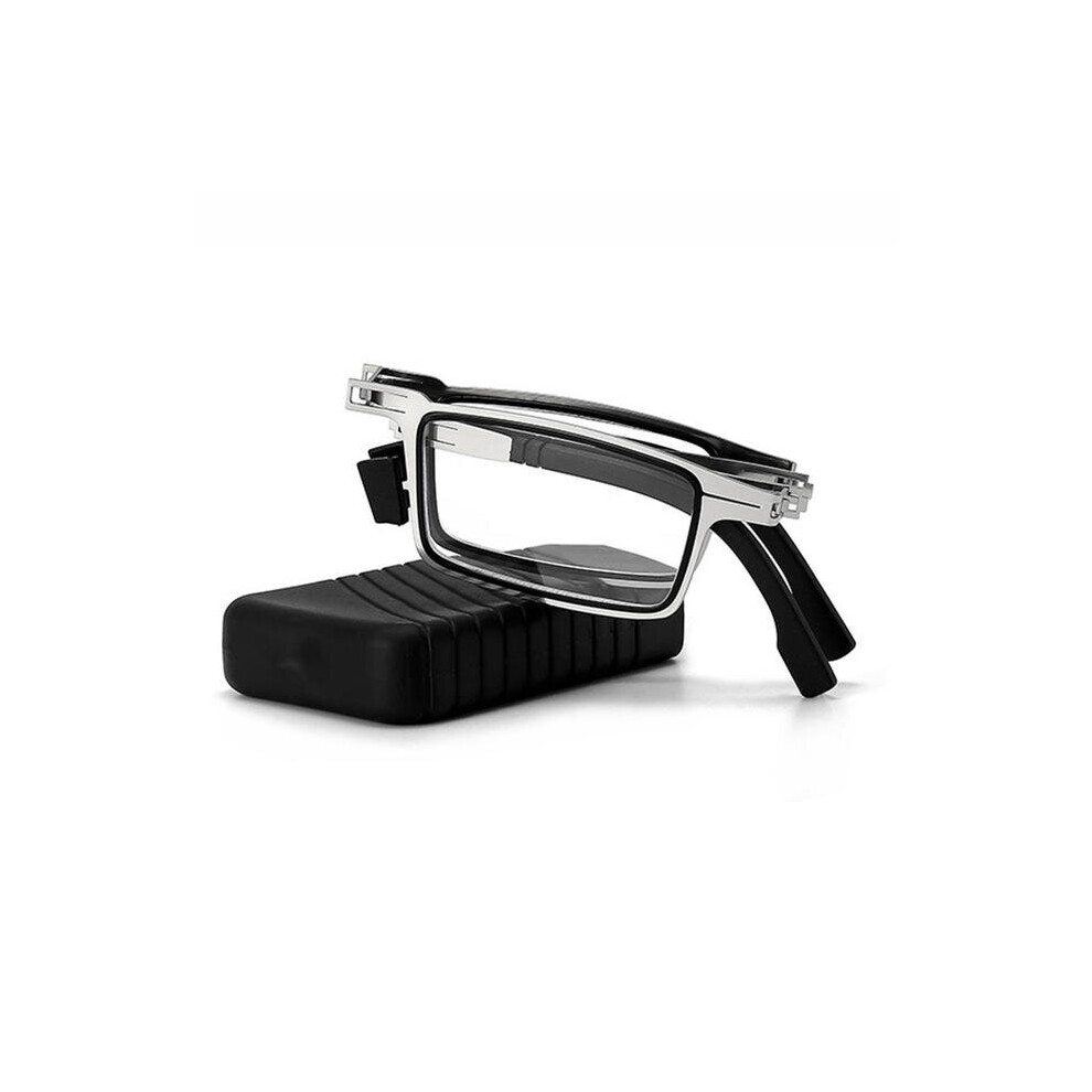 Portable Folding Reading Glasses Men Metal Round Square Anti Presbyopia Reader Diopter +1.0 - +4.0