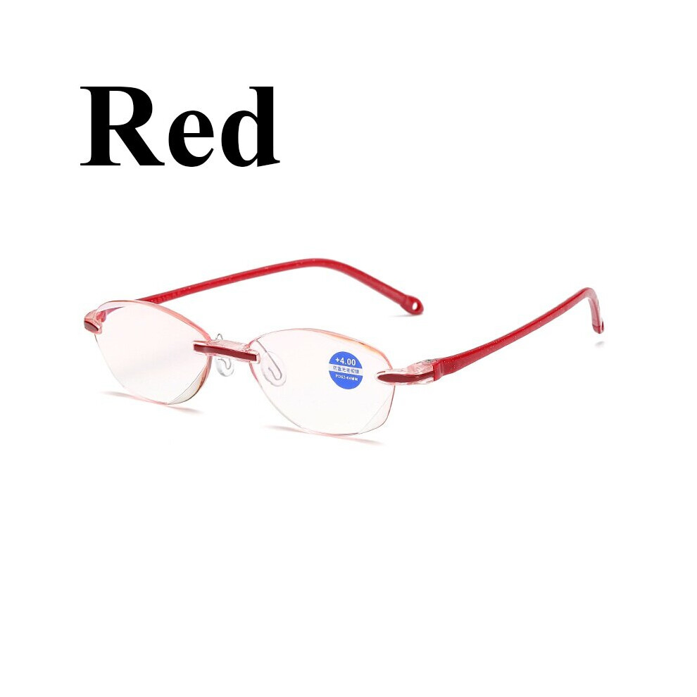 Anti Light Blocking Rimless Reading Glasses Women Men Square Frameless Presbyopic Glasses Diopters +1.0 1.5 2 2.5 4.0