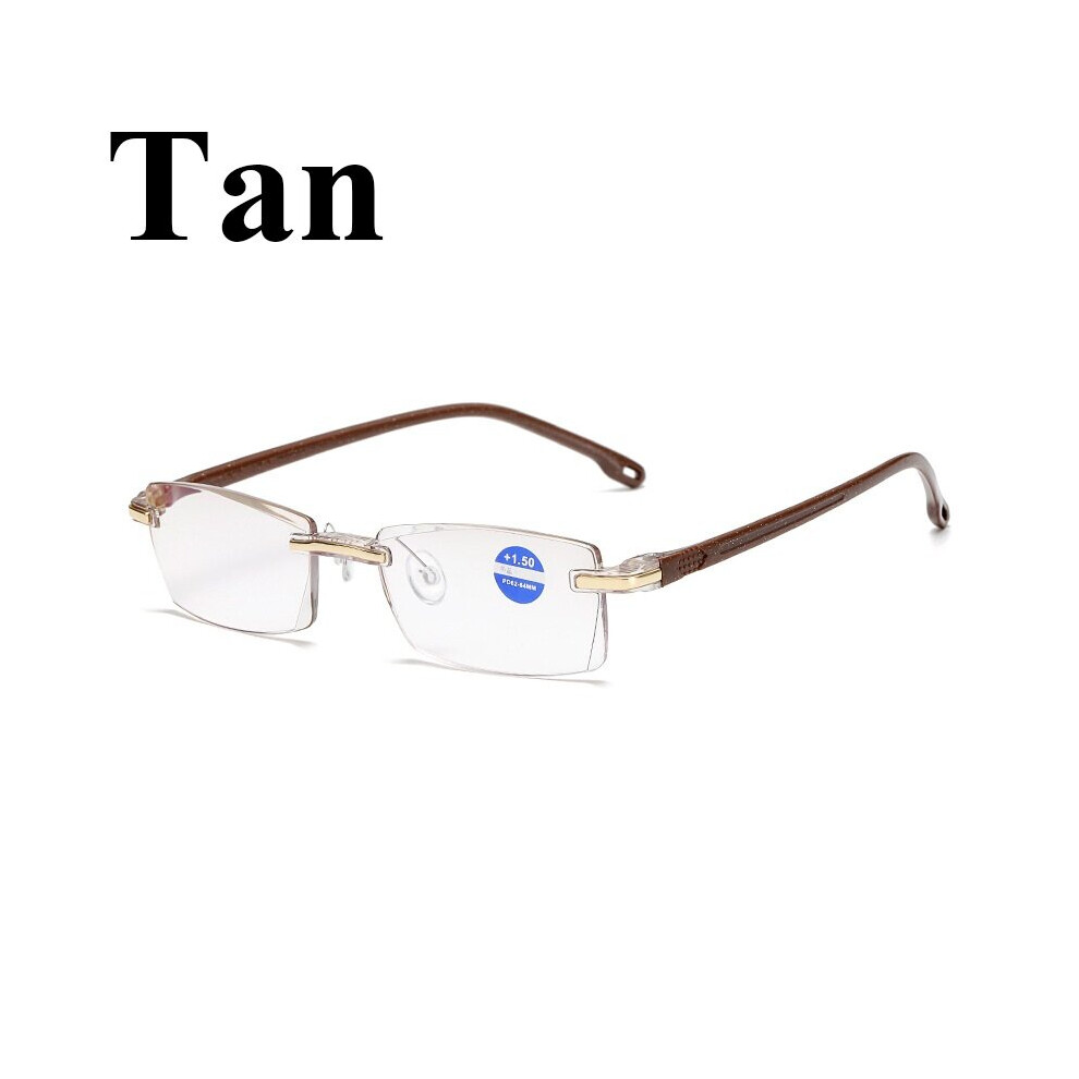 Anti Light Blocking Rimless Reading Glasses Women Men Square Frameless Presbyopic Glasses Diopters +1.0 1.5 2 2.5 4.0